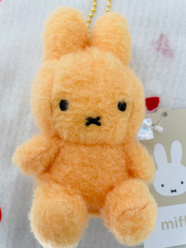 Miffy Fluffy Sitting Plush Keychain 8cm Orange Miffy
